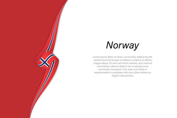 Wave flag of Norway with copyspace background