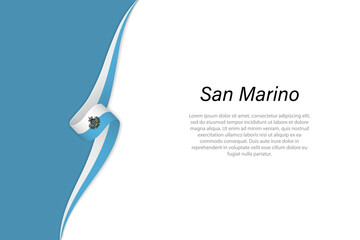 Wave flag of San Marino with copyspace background.