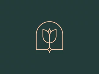 Fotobehang royal flower gold line logo design © kura