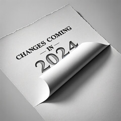 A piece of paper with the text "Changes coming in 2024", metaphorically suggesting the revealing of new changes or opportunities in that year. Created Using generative AI tools