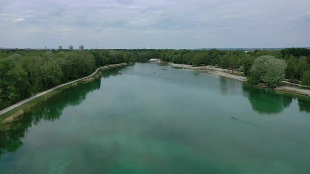 Lake Kusee and the Lech river in Augsburg.
