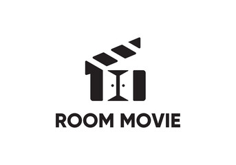 Fototapeta premium minimalist room studio production logo design. real estate, movies, etc.