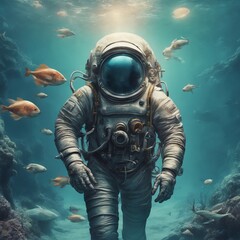 Podwodny astronauta - obrazy, fototapety, plakaty
