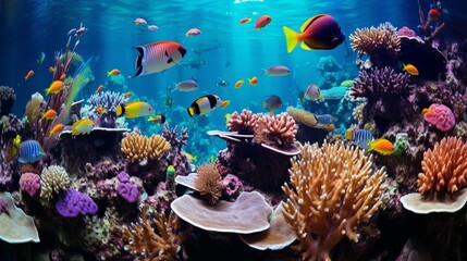 Fototapeta na wymiar Beautiful colorful coral reef and fish