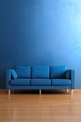 blue sofa in a room