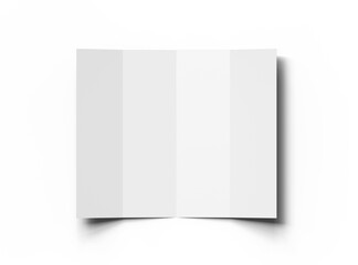 Blank four roll-fold letter size brochure 3d render on transparent background 