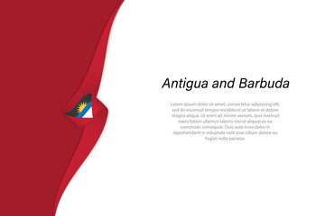 Wave flag of Antigua and Barbuda with copyspace background.