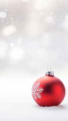 White minimalistic christmas background for smartphones with red christmas ball