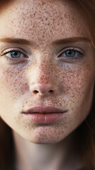 Authentic Portrait of a Woman with Freckles, Embracing Perfect Imperfection