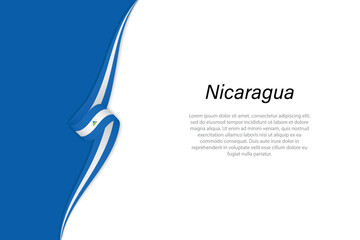 Wave flag of Nicaragua with copyspace background.