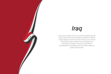 Wave flag of Iraq with copyspace background - obrazy, fototapety, plakaty