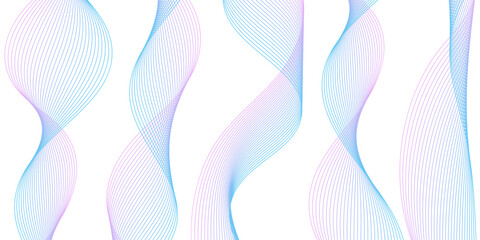 Abstract background with waves for banner. Medium banner size. Vector background with lines. Element for design isolated on white. Colorful. Pink and blue background