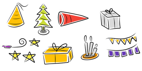 New Year Hand Drawn Set Collection