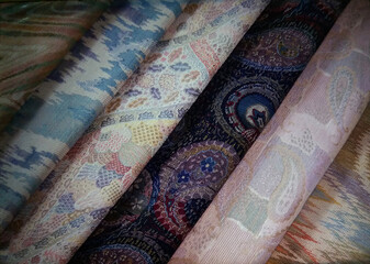 Various patterns of upholstery fabrics.