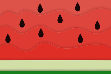 Watermelon background paper cut style