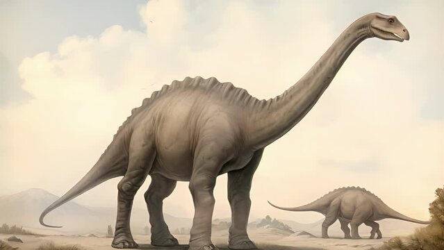 A Diplodocus mesmerizing onlookers with its long whiplike tail.. .