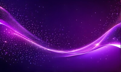 Fototapeta na wymiar Abstract dark purple background with glowing particles, waves, and stars. Galaxy, futuristic world. Designed for banners, wallpaper, template, background, postcard