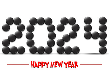 Happy New Year 2024 and hockey puck