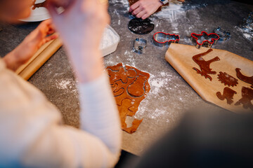 Rolled dough for making cookies cut into molds