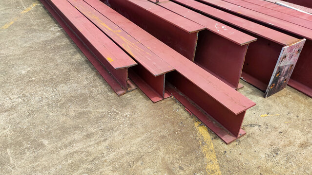 Heavy structural steel on concrete floor 