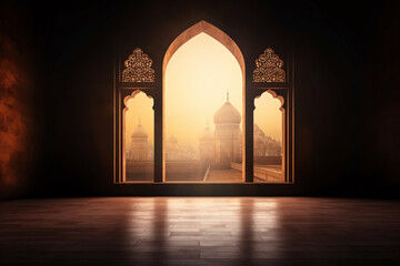 3d illudtration of amazing architecture design of muslim mosque ramadan concept - obrazy, fototapety, plakaty