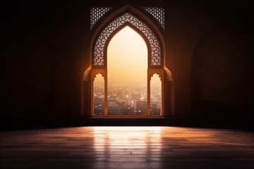 Crédence de cuisine en verre imprimé Dubai 3d illudtration of amazing architecture design of muslim mosque ramadan concept