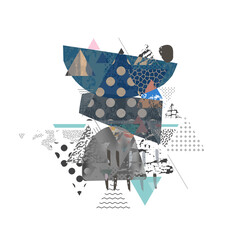 Different textures and shapes artistic vector illustration collage set. Geometric abstract design, creative background for banner, brochure, card, invitation, flyer, placard, poster, report, artwork