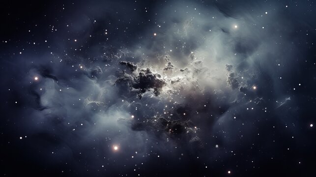 Star clusters and nebulae are found in a universe that is vast and mysterious, with stars shining behind them