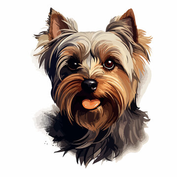 Yorkshire Terrier in cartoon, doodle style. Isolated 2d vector illustration in logo, icon, sketch style, Eps 10. AI Generative