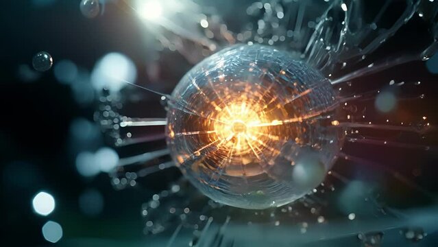 Slowmotion closeup of a photonuclear reaction flash, revealing the intricate and explosive nature of the nuclear interaction.