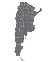Fototapeta premium Argentina map. Map of Argentina in administrative regions in grey color