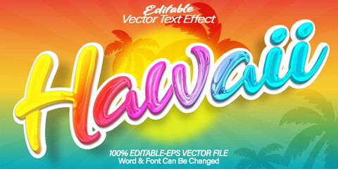 Hawaii Vector Text Effect Editable Alphabet Summer Beach Paradise Tropic - obrazy, fototapety, plakaty
