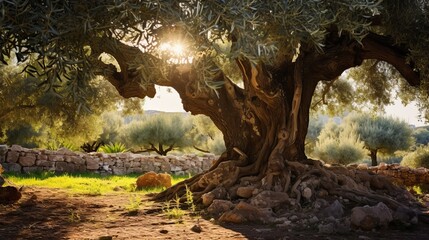 The olive garden in the mediterranean is home to an ancient olive tree that is over 100 years old.