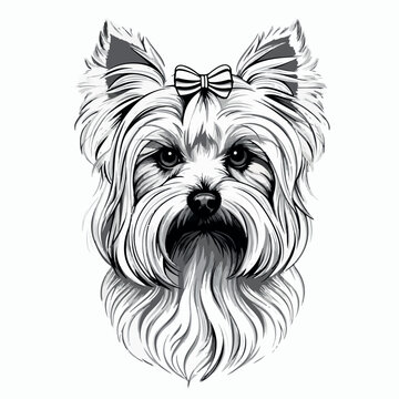 Yorkshire Terrier in cartoon, doodle style. Isolated 2d vector illustration in logo, icon, sketch style, Eps 10. AI Generative