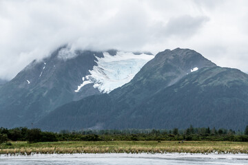 Mountain With Huge Glacier Along Turnagain Arm Near Anchorage, AK