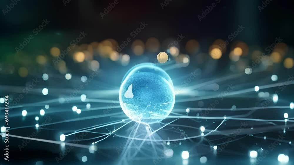 Poster closeup of a single photon appearing and disappearing as an electron undergoes a spontaneous emissio