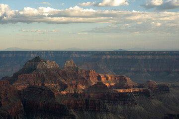 Evening Light Fades On Formations In The Grand Canyon