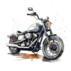 Classic Watercolor Street Motorcycles - Vintage Art Prints