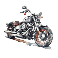 Obraz na płótnie Canvas Classic Watercolor Street Motorcycles - Vintage Art Prints
