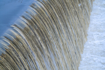 detailed texture of smooth flowing water, close up on waterfall