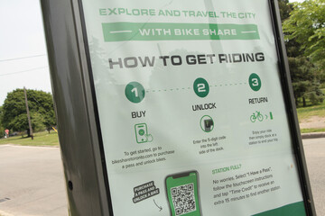 toronto rent a bike of e-bike billboard with instructions on how to use the service