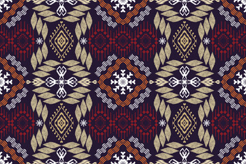 Ethnic ikat aztec embroidery style.Figure Geometric oriental traditional art pattern.Design for ikat background,wallpaper,fashion,clothing,wrapping,fabric,element,sarong,graphic,vector illustration.