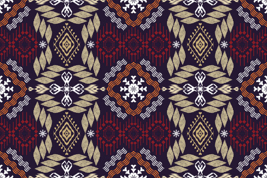 Ethnic ikat aztec embroidery style.Figure Geometric oriental traditional art pattern.Design for ikat background,wallpaper,fashion,clothing,wrapping,fabric,element,sarong,graphic,vector illustration.