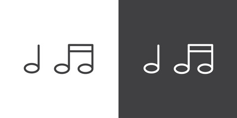 Icon line of musical notes vector illustration on black and white background. - obrazy, fototapety, plakaty