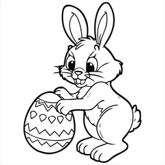 Rabbit Collecting Easter Egg Coloring Page