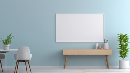 A wall mock up in room with plants and table