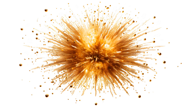 Radiant Spectacle: Glowing Fireworks Display on Transparent Background