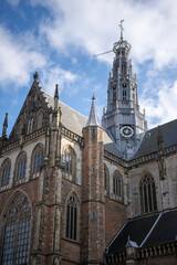 Fototapeta na wymiar De Grote of St Bavokerk te Haarlem