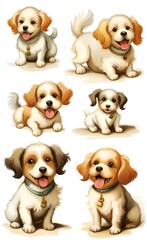 a close up of a bunch of dogs with different expressions.