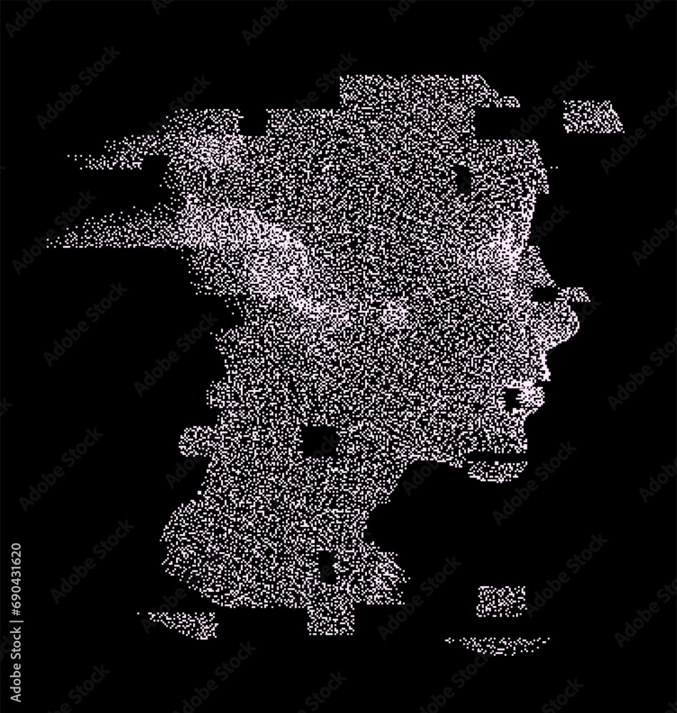 Poster head silhouette in profile in pixel art style. vector illustration devoted to the theme of machine l